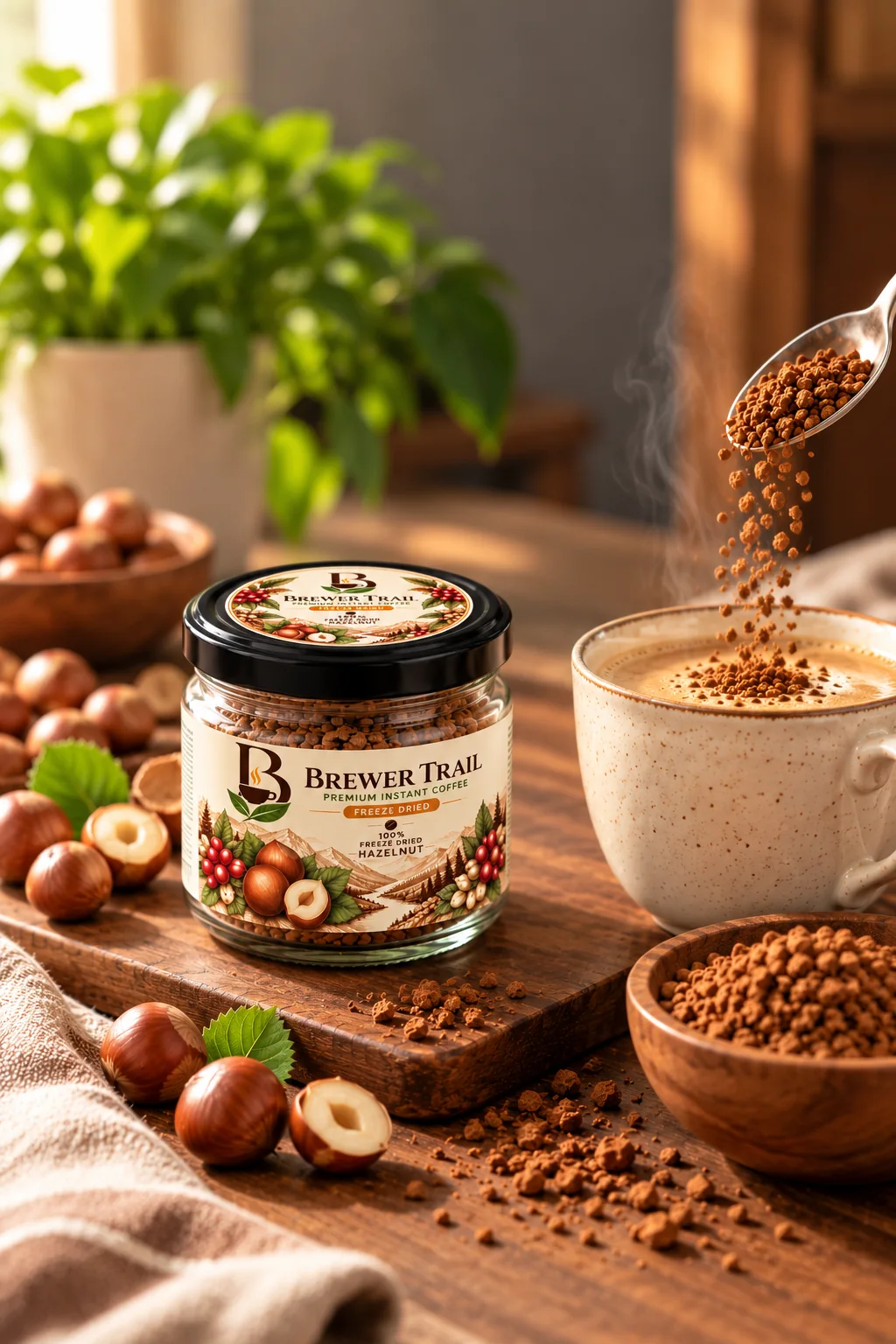 A warm Brewer Trail hazelnut coffee moment