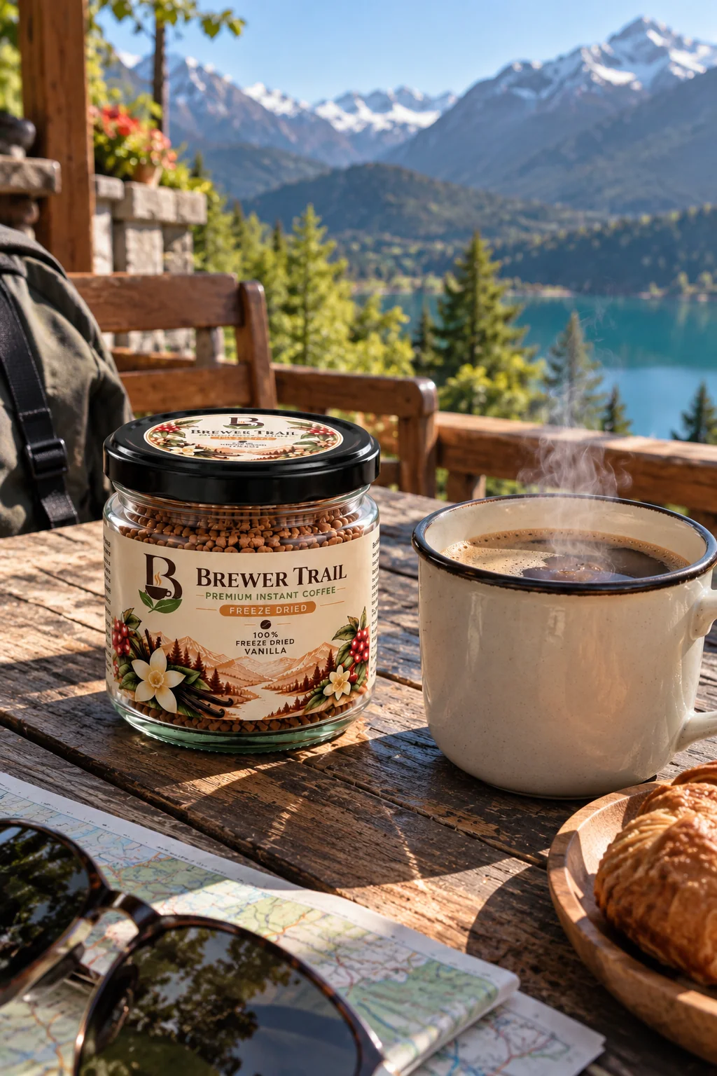 Brewer Trail coffee enjoyed beside a mountain lake
